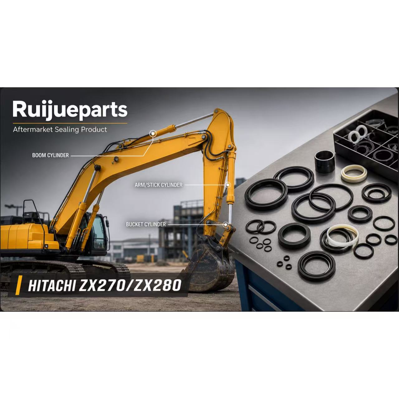 Ruijueparts aftermarket sealing product for Hitachi ZX270 ZX280 excavator cylinders