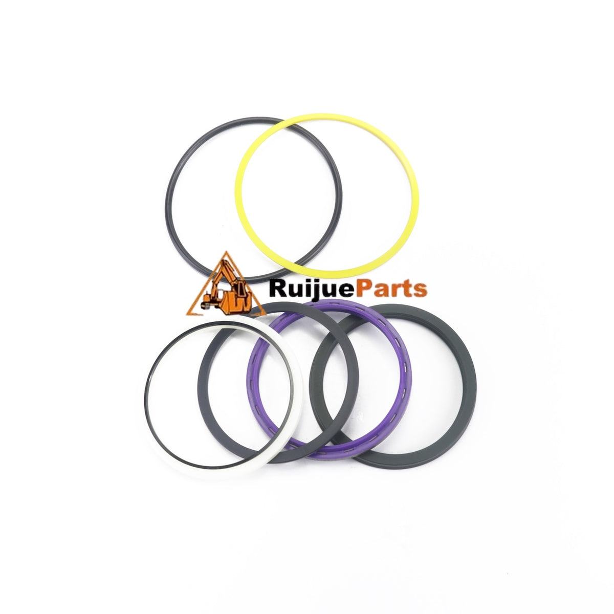 12212209 aftermarket stick rod seal kit for Liebherr, showing the supplied seal rings on a white background