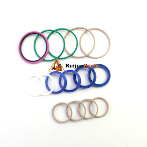 Premium aftermarket 215-2023 steering cylinder seal kit for Caterpillar backhoe loaders featuring robust rubber seals and rings.