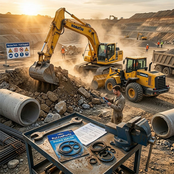 A maintenance site for multiple pieces of construction equipment