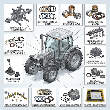 Oil seals and seal kits for agricultural machinery hydraulic applications